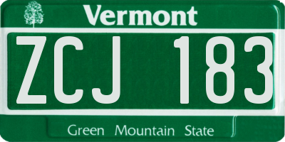 VT license plate ZCJ183