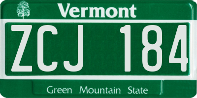 VT license plate ZCJ184