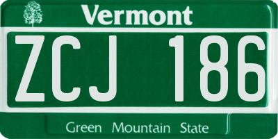 VT license plate ZCJ186
