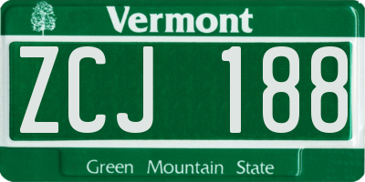 VT license plate ZCJ188