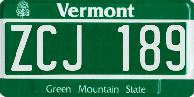 VT license plate ZCJ189