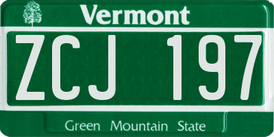 VT license plate ZCJ197