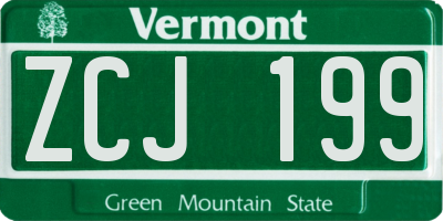 VT license plate ZCJ199