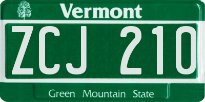 VT license plate ZCJ210
