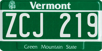 VT license plate ZCJ219