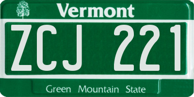 VT license plate ZCJ221