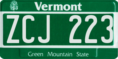 VT license plate ZCJ223