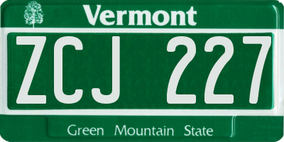VT license plate ZCJ227