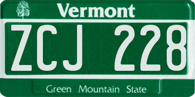 VT license plate ZCJ228