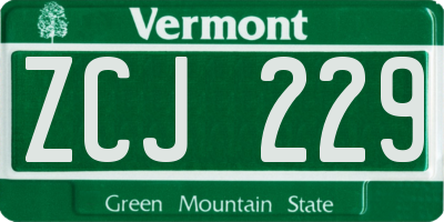 VT license plate ZCJ229