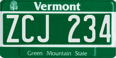 VT license plate ZCJ234