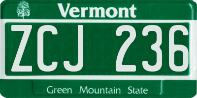 VT license plate ZCJ236