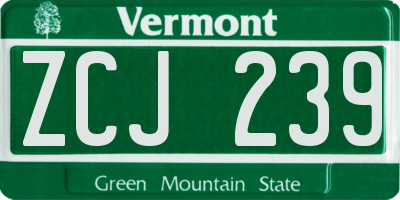 VT license plate ZCJ239