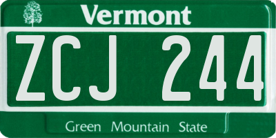 VT license plate ZCJ244