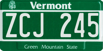 VT license plate ZCJ245