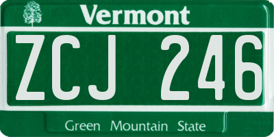 VT license plate ZCJ246