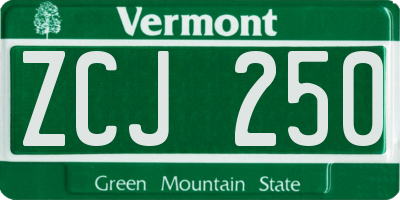 VT license plate ZCJ250