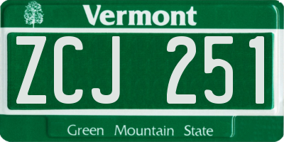 VT license plate ZCJ251