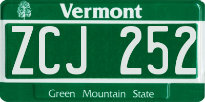 VT license plate ZCJ252