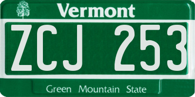 VT license plate ZCJ253