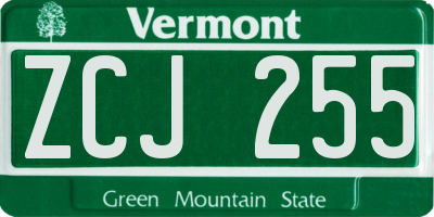 VT license plate ZCJ255