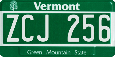 VT license plate ZCJ256