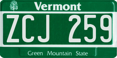 VT license plate ZCJ259