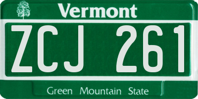 VT license plate ZCJ261