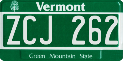 VT license plate ZCJ262