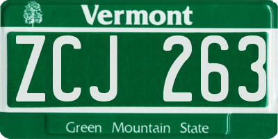 VT license plate ZCJ263