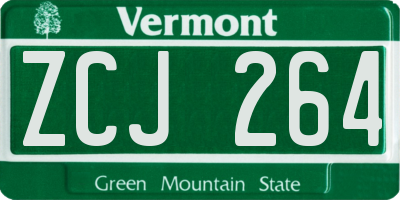 VT license plate ZCJ264