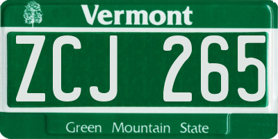 VT license plate ZCJ265