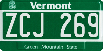 VT license plate ZCJ269