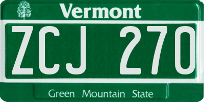 VT license plate ZCJ270