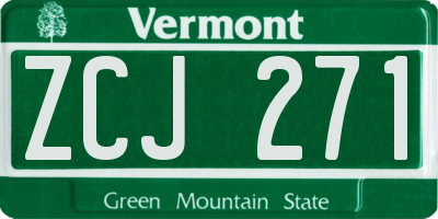 VT license plate ZCJ271