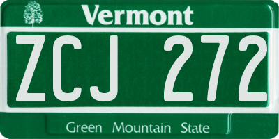 VT license plate ZCJ272