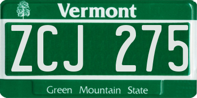 VT license plate ZCJ275