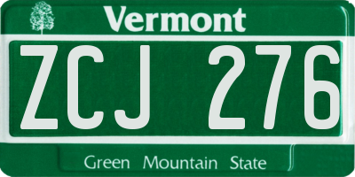 VT license plate ZCJ276