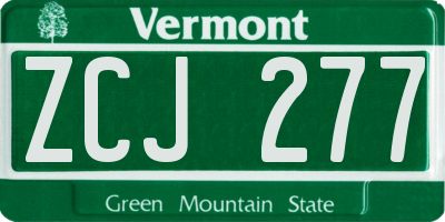 VT license plate ZCJ277