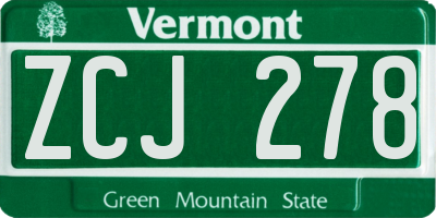 VT license plate ZCJ278