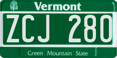 VT license plate ZCJ280