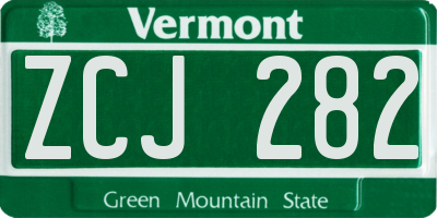 VT license plate ZCJ282