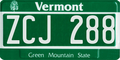 VT license plate ZCJ288