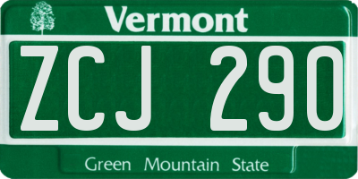 VT license plate ZCJ290
