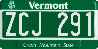 VT license plate ZCJ291