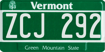 VT license plate ZCJ292