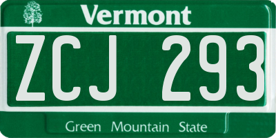 VT license plate ZCJ293