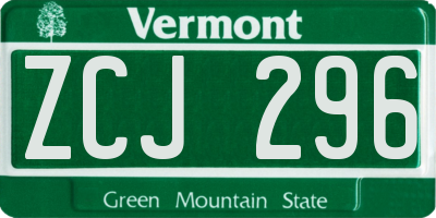 VT license plate ZCJ296