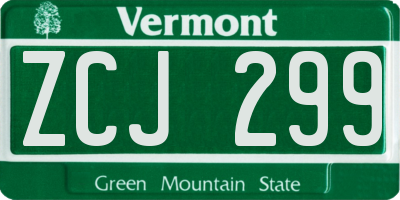 VT license plate ZCJ299