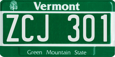 VT license plate ZCJ301